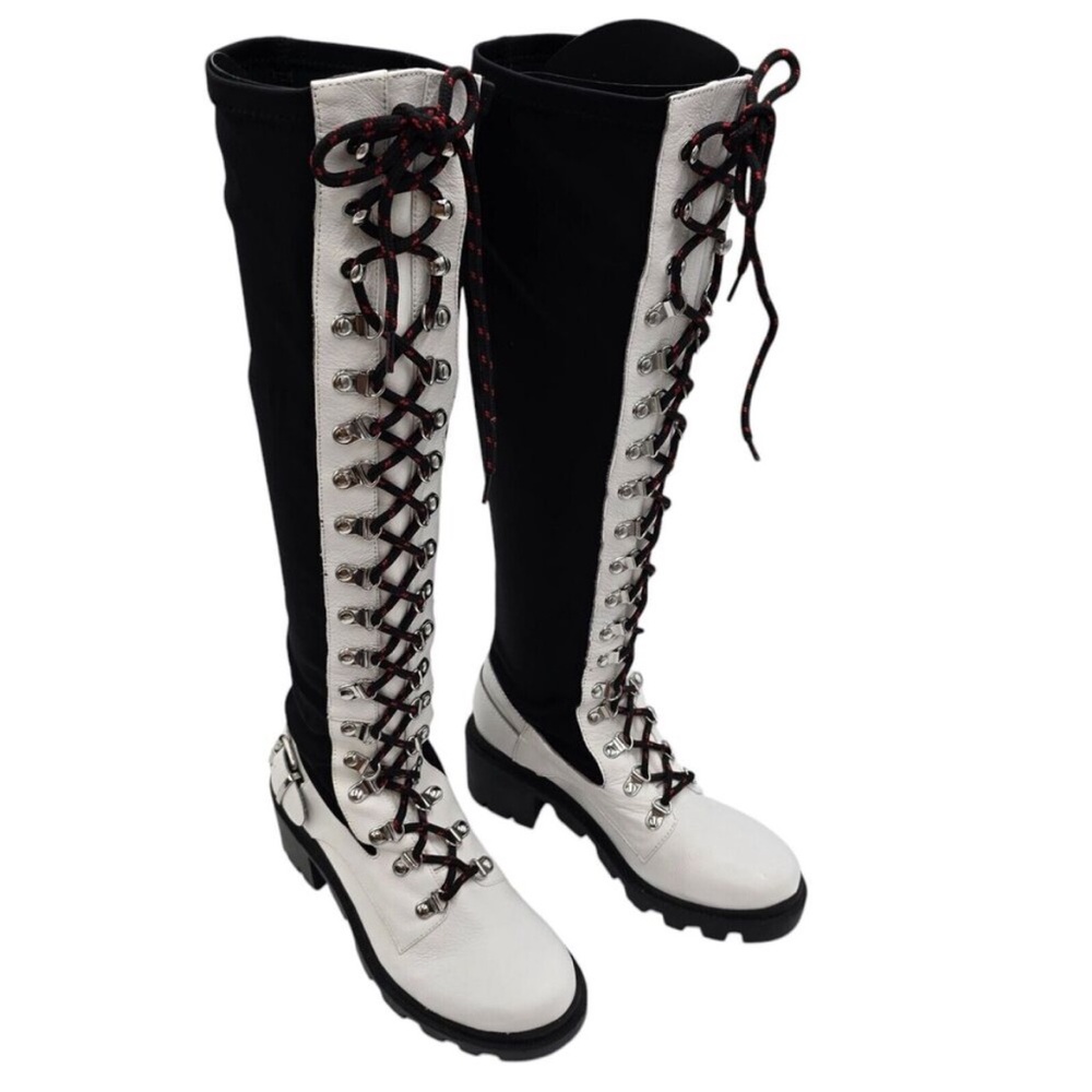 Free People Black and White Silent D Nexton Lace Up Boots